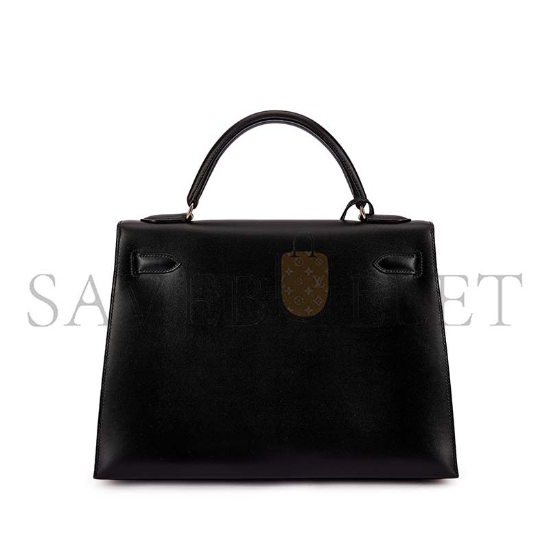HERMÈS VINTAGE BLACK BOX KELLY 32 GOLD HARDWARE (32*23*10.5cm)